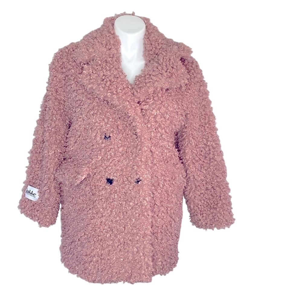 Jakke NWOT PINK FAUX LAMBS WOOL COAT JACKET - Picture 2 of 12
